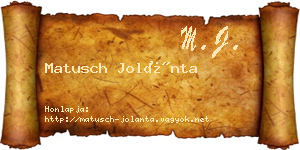 Matusch Jolánta névjegykártya